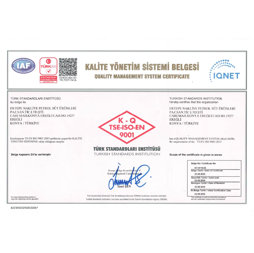 K-Q TSE - ISO-EN 9001 BELGESİ